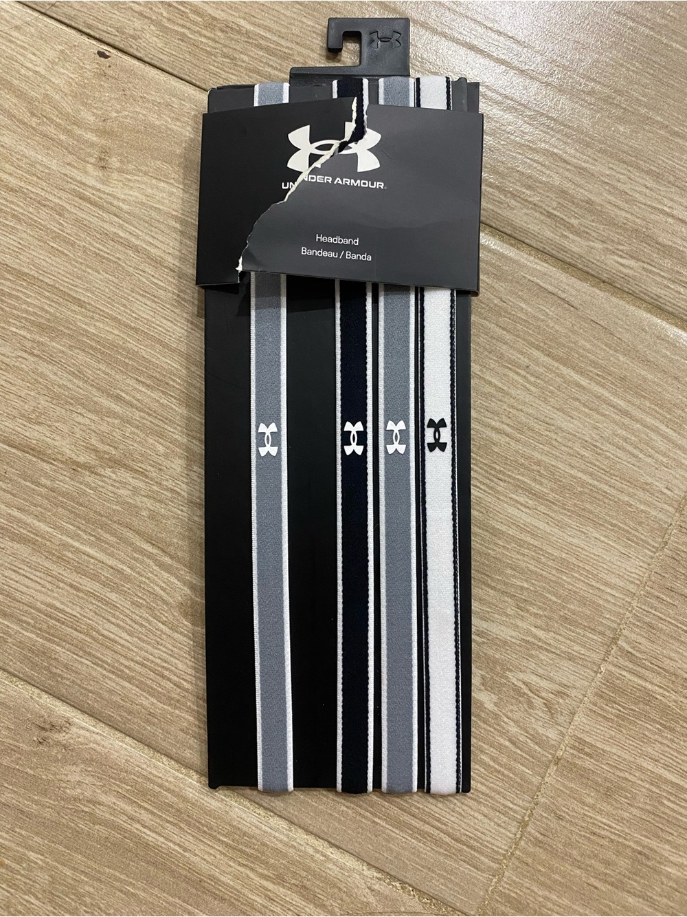 Under Armour Headbands - Black, Gray & White Stripes
